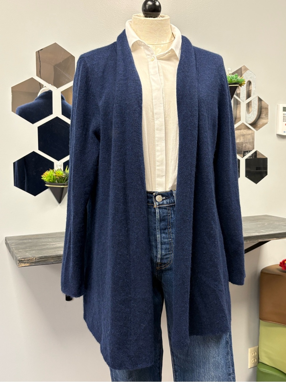 Charter Club Navy Open-Front Cardigan Sweater